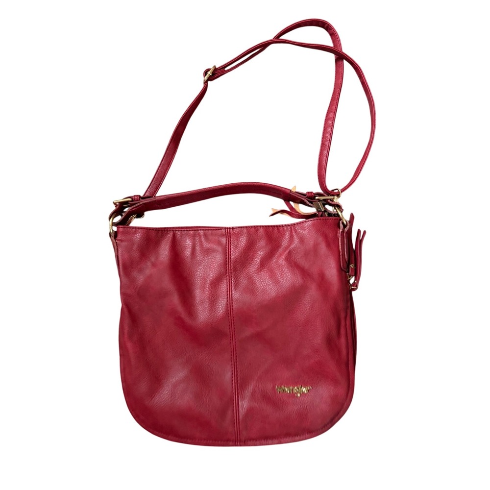 Wrangler Red Leather Bag Adjustable Strap Gold Hardware